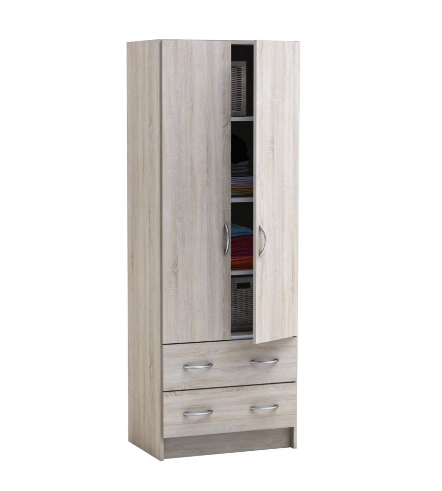 ARMADIO 2 ANTE E 2 CASSETTI ROVERE, 61X170X41CM